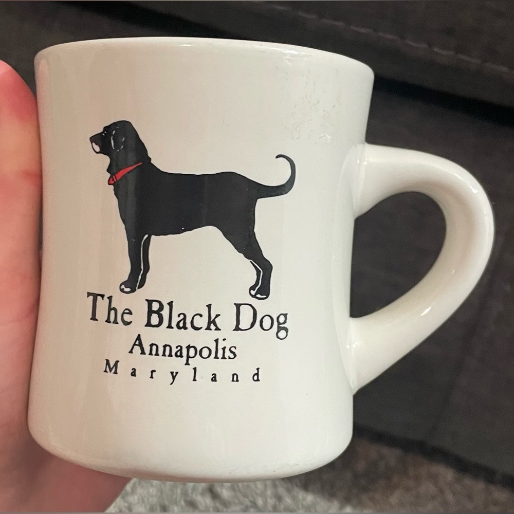 Rare The Black Dog Annapolis Maryland MD Coffee Mug Cup Stoneware Thick Labrador